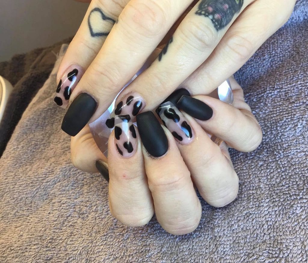How cute are these cow print nails Nails by W... - La Mode Hair and Beauty
