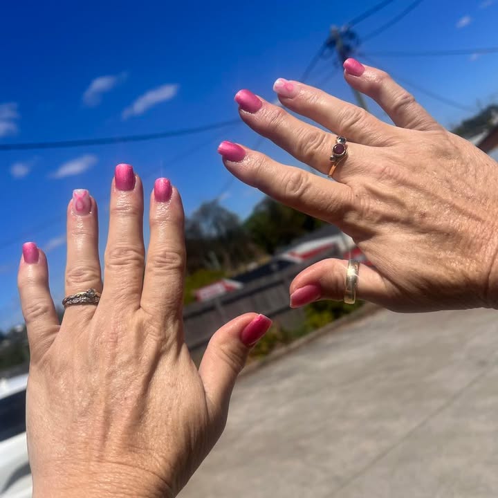 Pink ribbon display for breast cancer awareness month at La Mode Gympie