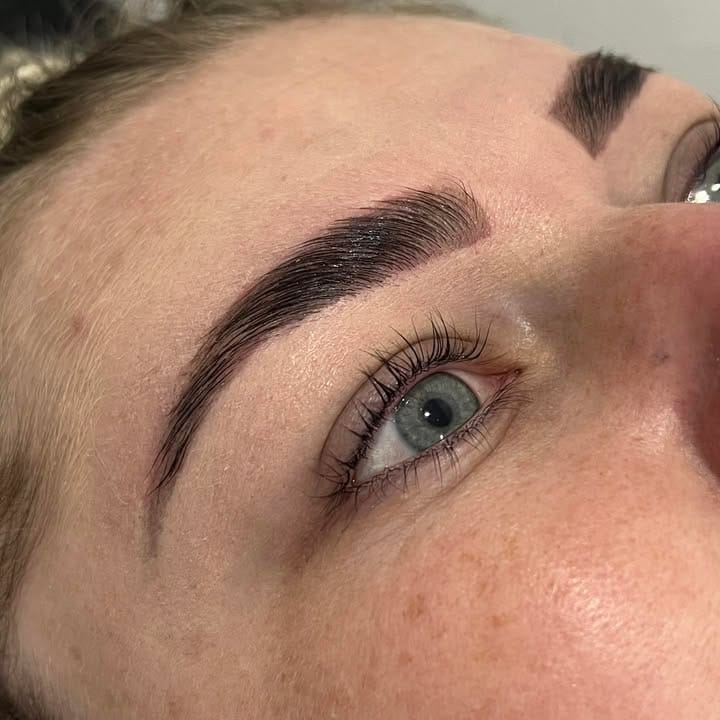 Client after a lash lift and brow shape at La Mode Gympie