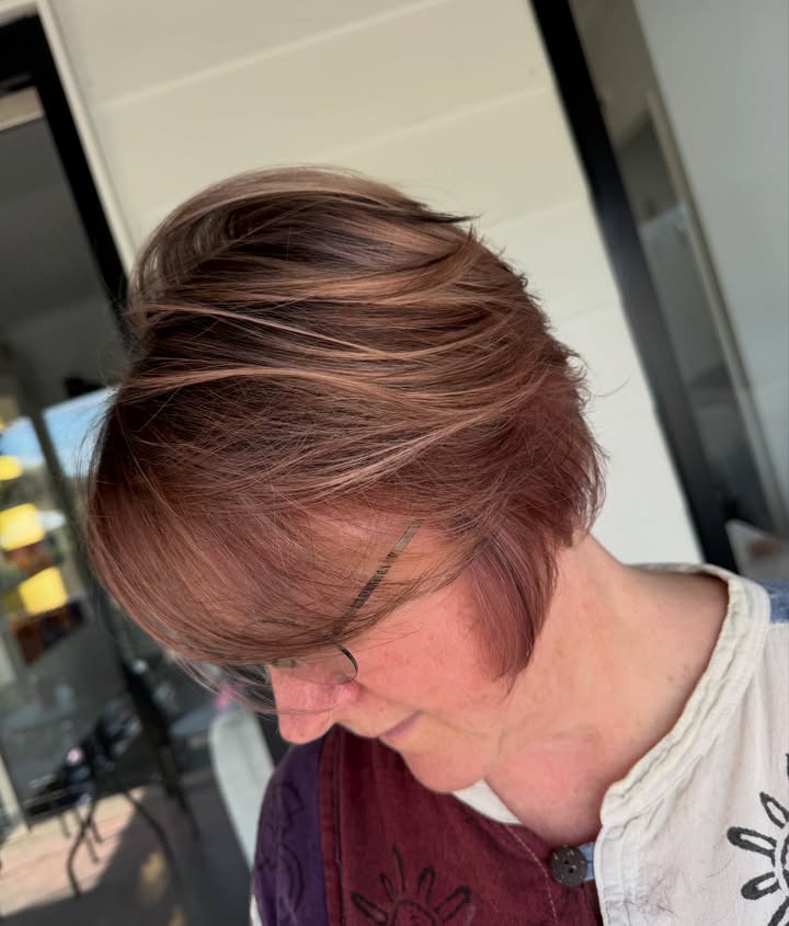 Short rich copper bob with Wella Colour Touch at La Mode Gympie