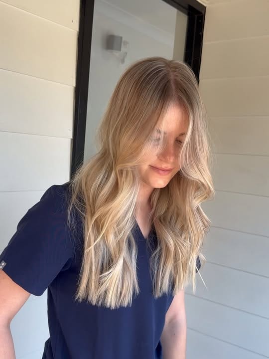 La Mode Hair and Beauty Hair Salon & Beauty Clinic, Gympie QLD Soft contrast blonde, built to last six months Close view of soft blonde regrowth blending into lighter ends at La Mode Gympie